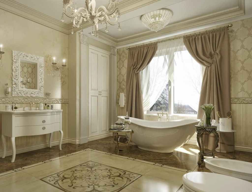 Дизайн интерьера ванной в классическом стиле